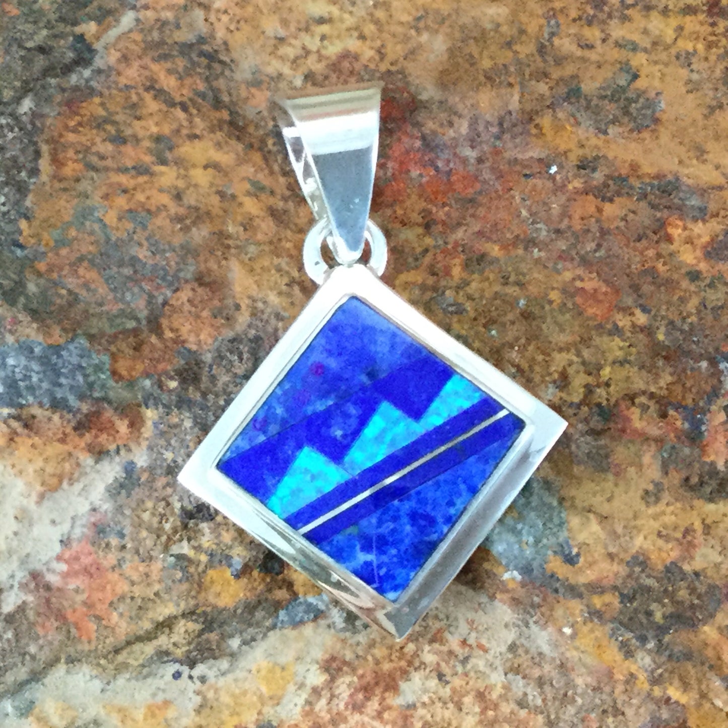 David Rosales Blue Sky Fancy Inlaid Sterling Silver Pendant