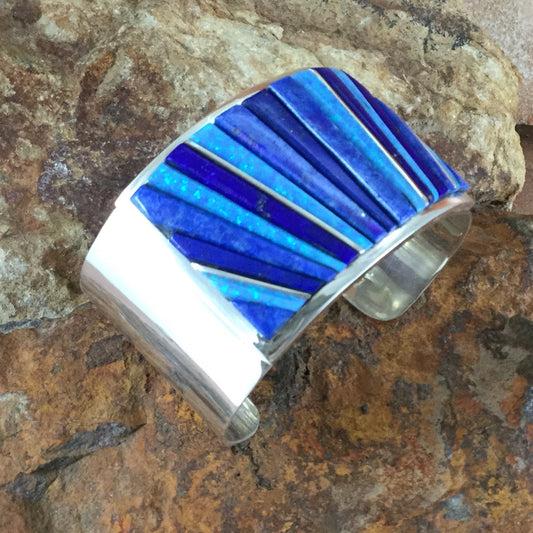 David Rosales Blue Sky Cobble Inlaid Sterling Silver Bracelet