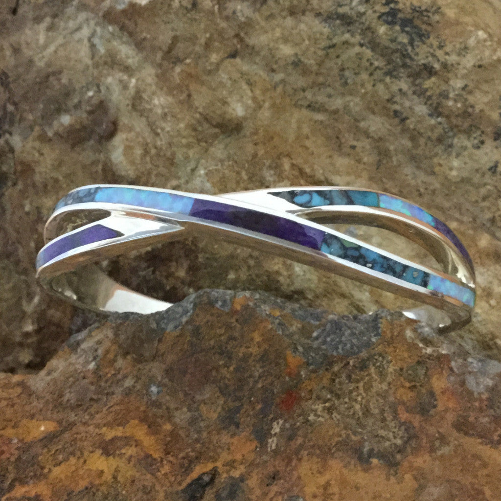 David Rosales Shalako Inlaid Sterling Silver Bracelet