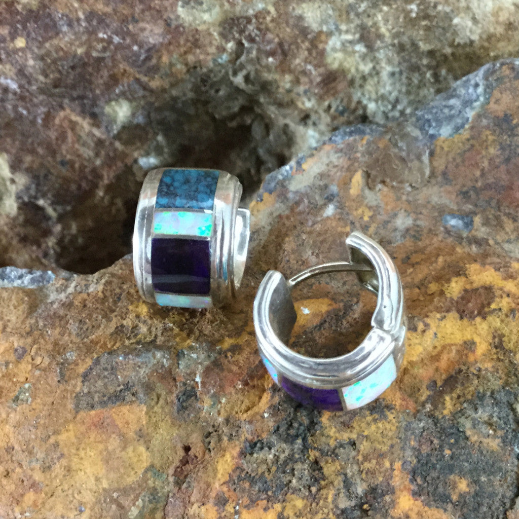 David Rosales Shalako Inlaid Sterling Silver Earrings