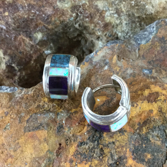 David Rosales Shalako Inlaid Sterling Silver Earrings