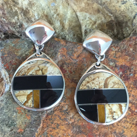 David Rosales Native Earth Inlaid Sterling Silver Earrings