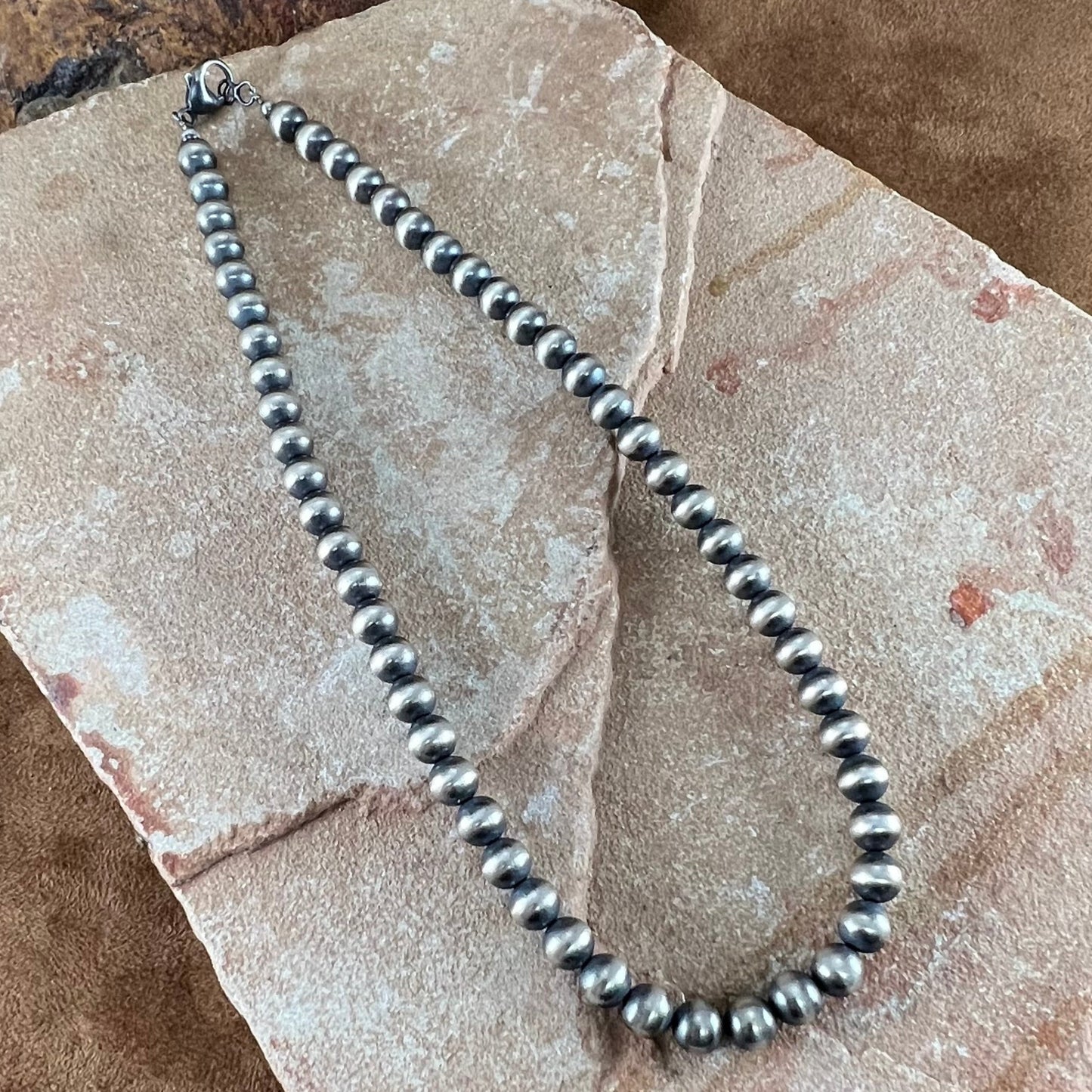 16" Single Strand Oxidized Sterling Silver Beaded Necklace 3mm