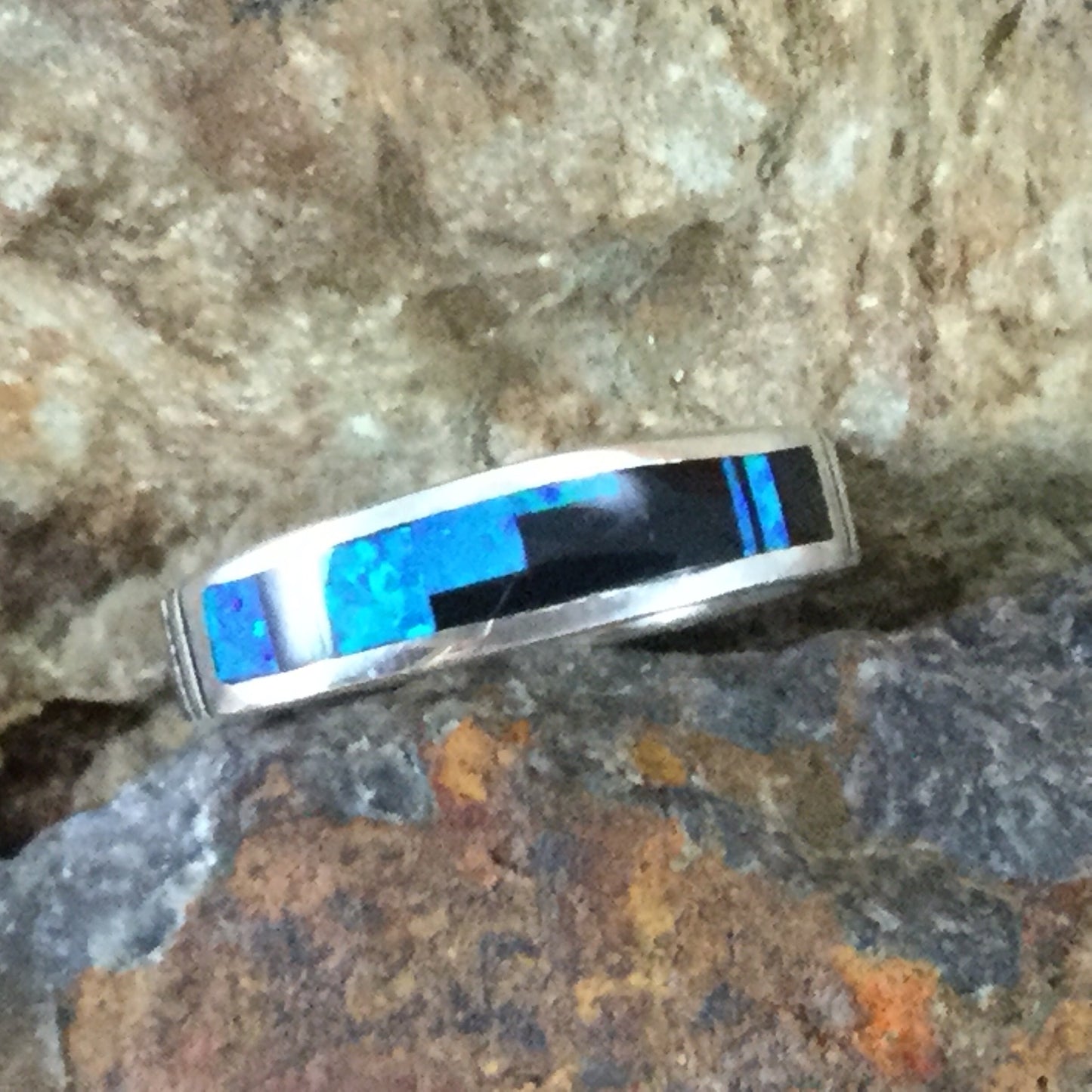 David Rosales Black Beauty Fancy Inlaid Sterling Silver Ring