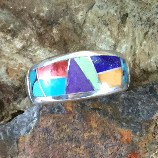 David Rosales Indian Summer Inlaid Sterling Silver Ring