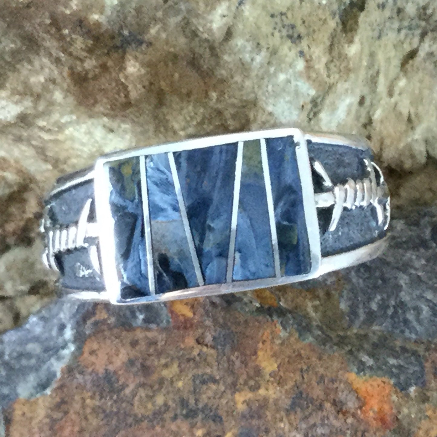 David Rosales Pietersite Inlaid Sterling Silver Ring