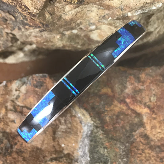 David Rosales Black Beauty Fancy Inlaid Sterling Silver Bracelet