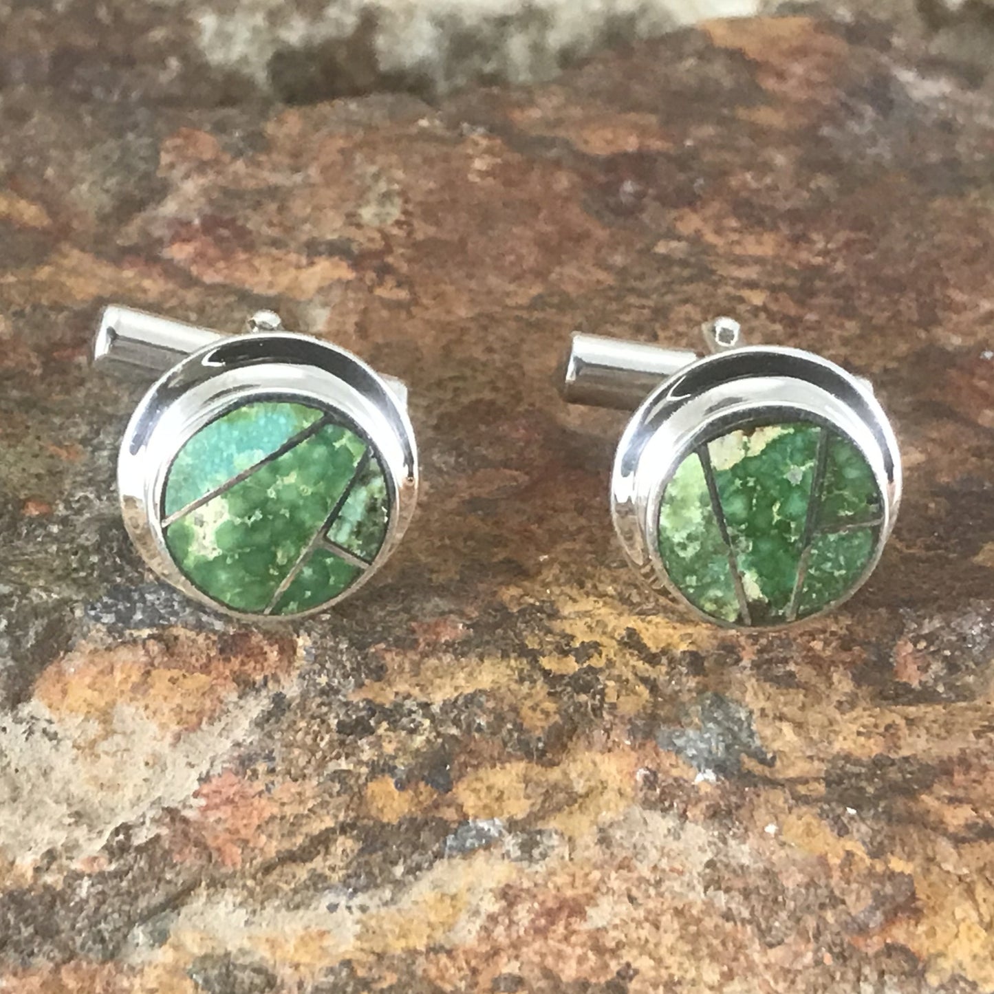 David Rosales Sonoran Gold Inlaid Sterling Silver Cuff Links