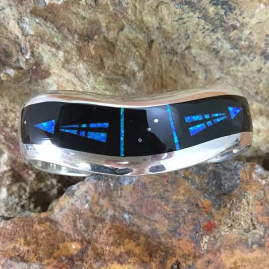 David Rosales Black Beauty Inlaid Sterling Silver Bracelet