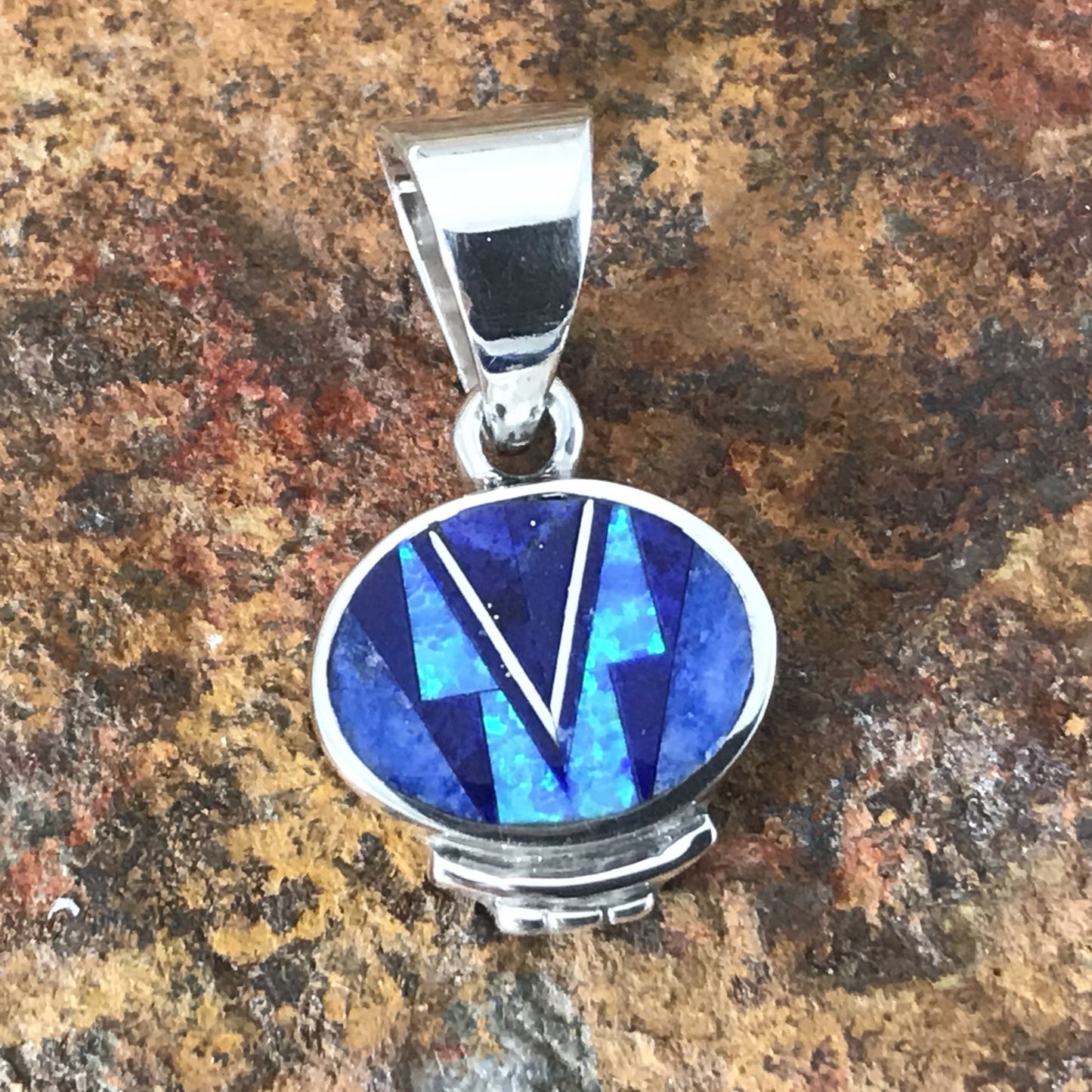 David Rosales Blue Sky Fancy Inlaid Sterling Silver Pendant