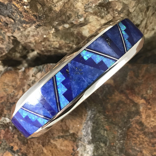 David Rosales Blue Sky Fancy Inlaid Sterling Silver Bracelet