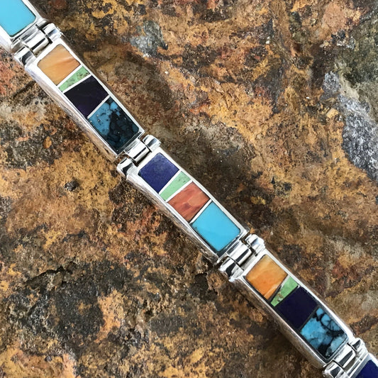 David Rosales Indian Summer Inlaid Sterling Silver Bracelet