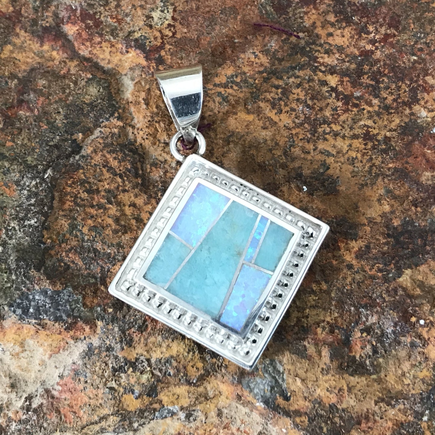David Rosales Amazing Light Inlaid Sterling Silver Pendant