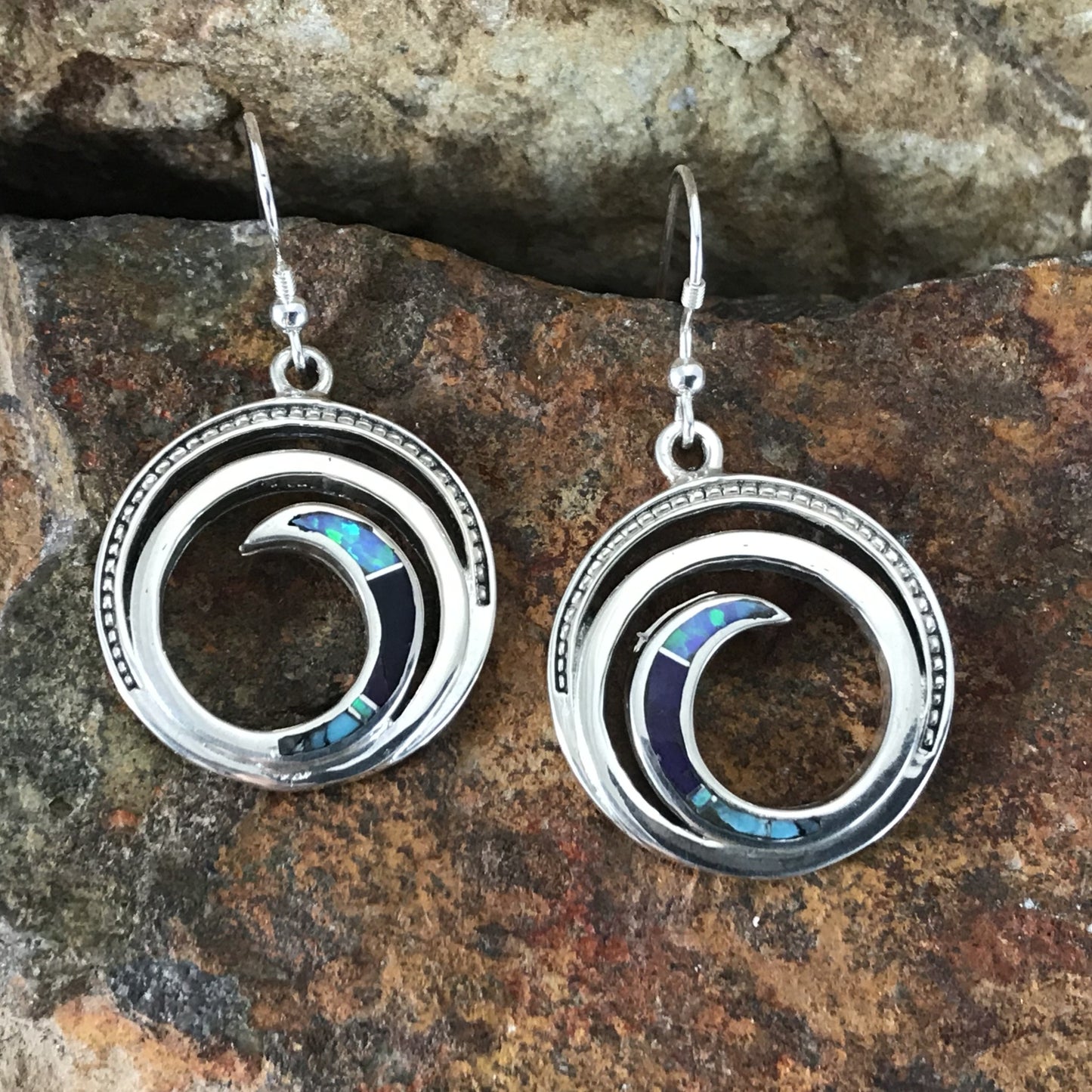 David Rosales Shalako Inlaid Sterling Silver Earrings