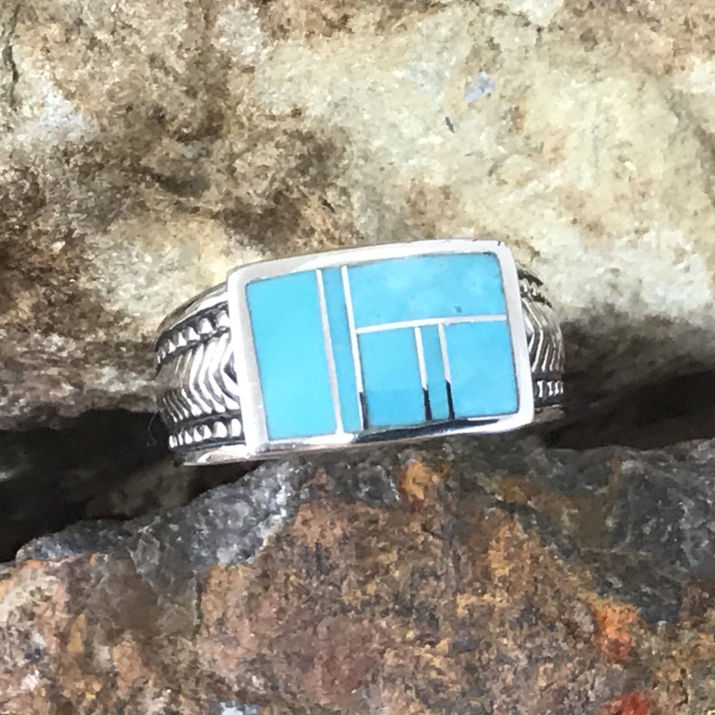 David Rosales Arizona Blue Inlaid Sterling Silver Ring