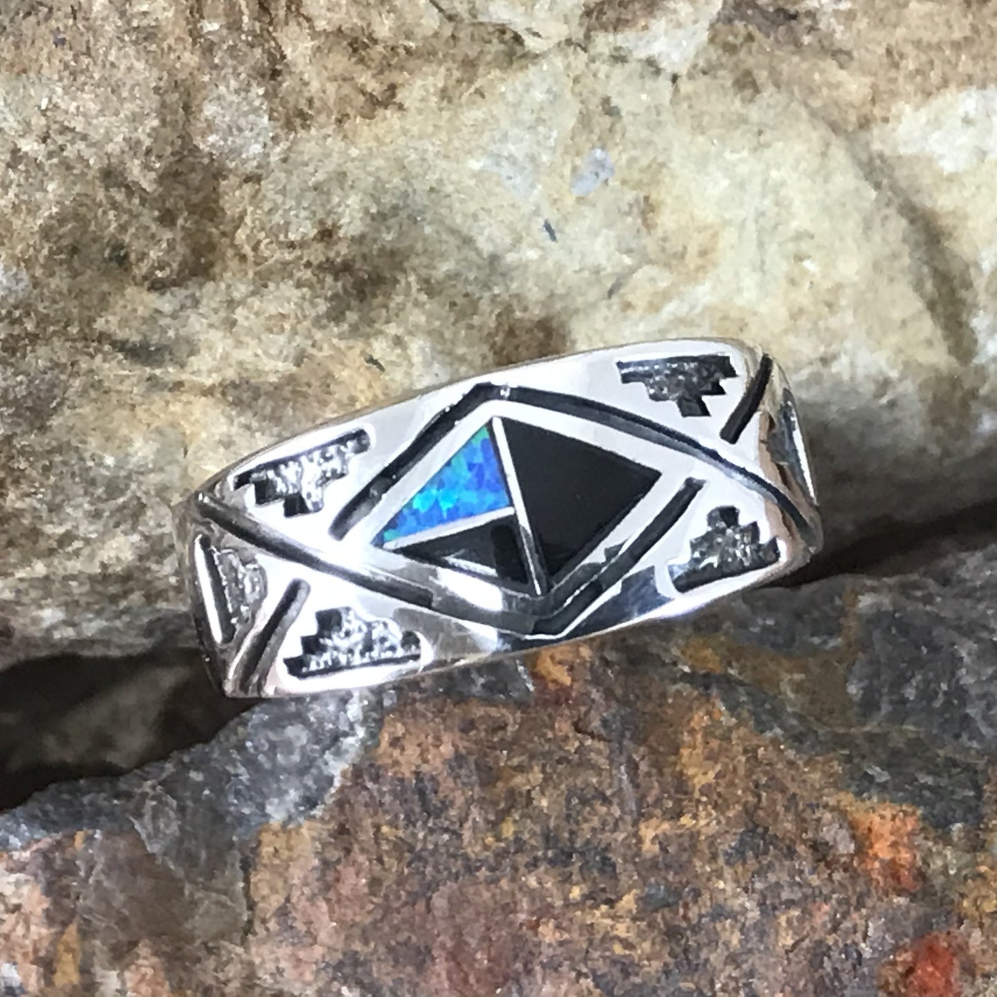 David Rosales Black Beauty Inlaid Sterling Silver Ring