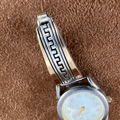 Vintage Sterling Silver Gold Fill Watch Band by Jimmy Secatero -- Estate Jewelry