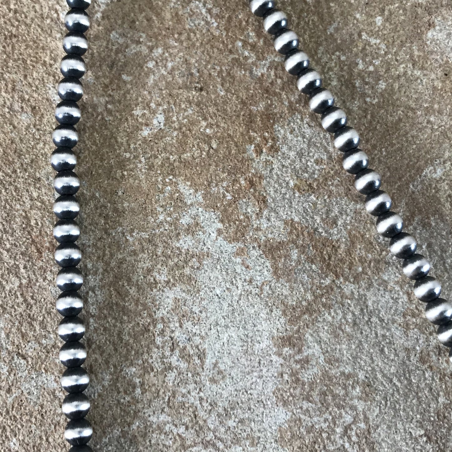 24" Single Strand Oxidized Sterling Silver Beaded Necklace 4 mm