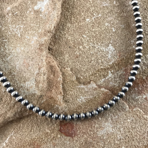 20" Single Strand Oxidized Sterling Silver Beaded Necklace 3 mm