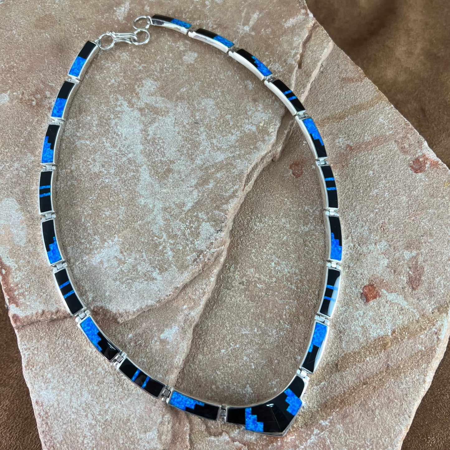 David Rosales Black Beauty Fancy Inlaid Sterling Silver Necklace