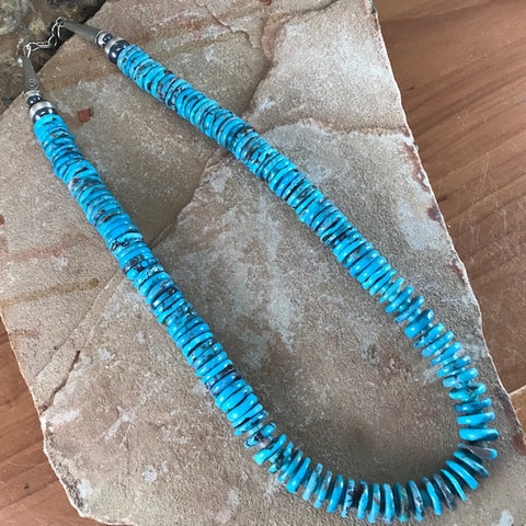 20" Kingman Turquoise Single-Strand Beaded Necklace F W Archuleta