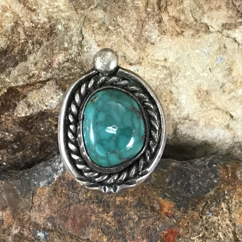 Vintage Turquoise Sterling Silver Ring Size 5.5 - Estate Jewelry