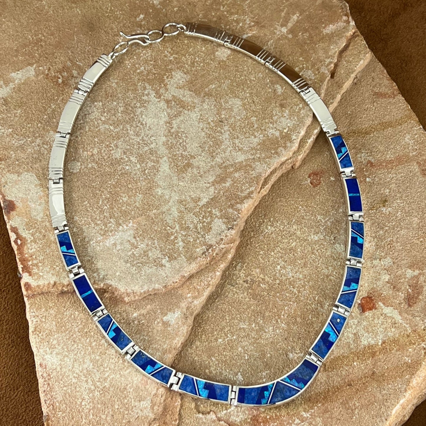 David Rosales Blue Sky Fancy Inlay Sterling Silver Necklace
