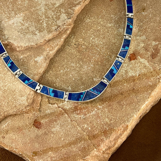 David Rosales Blue Sky Fancy Inlay Sterling Silver Necklace