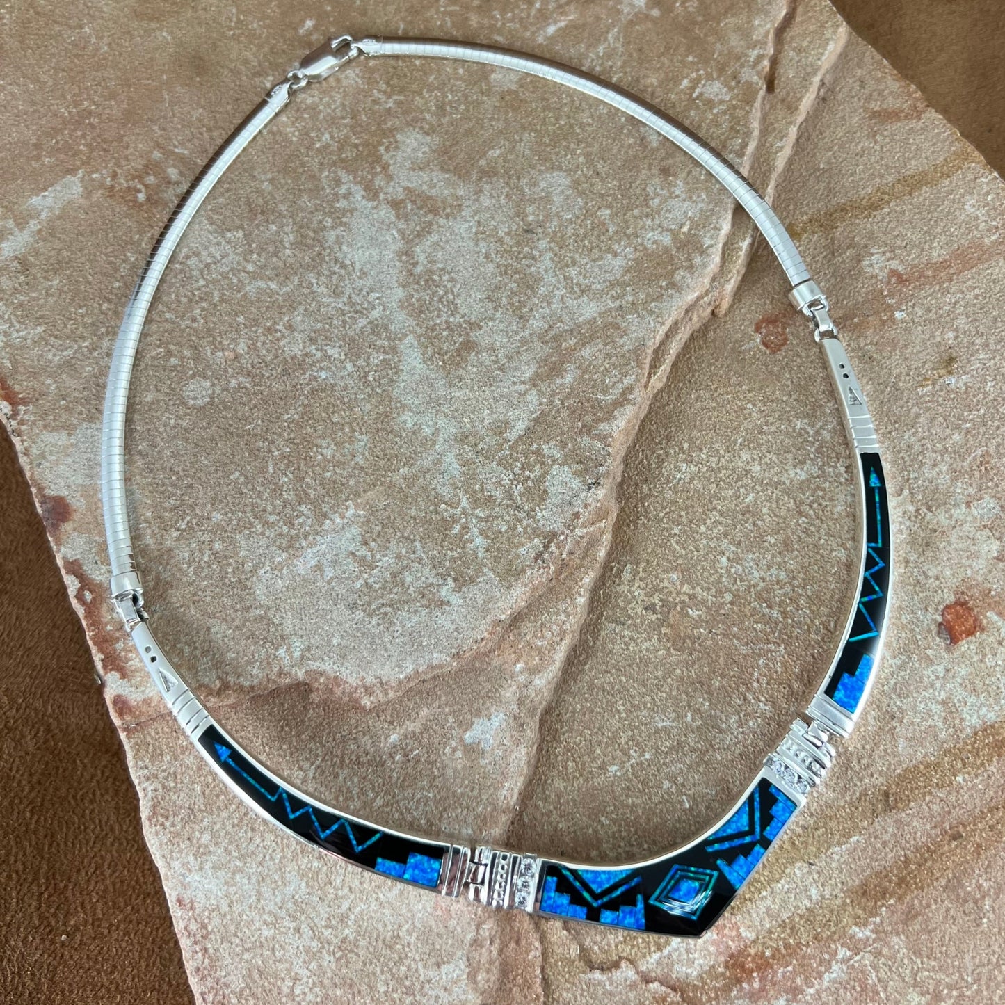 David Rosales Black Beauty Fancy Inlaid Sterling Silver Necklace