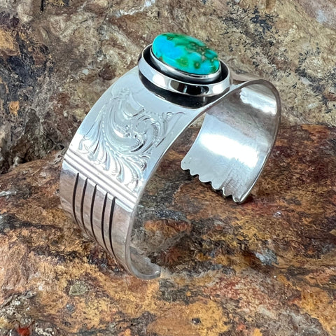 Sonoran Turquoise Sterling Silver Bracelet by Leonard Nez