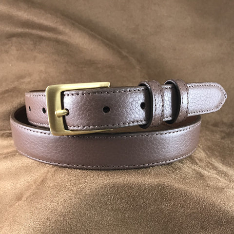 Cocoa Pebble Grain Italian Calf Leather Belt Strap - 1" Straight