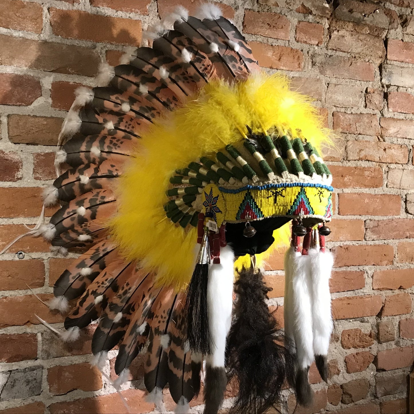 Mounted Headdress Stand by Russ Kruse w/ Headdress