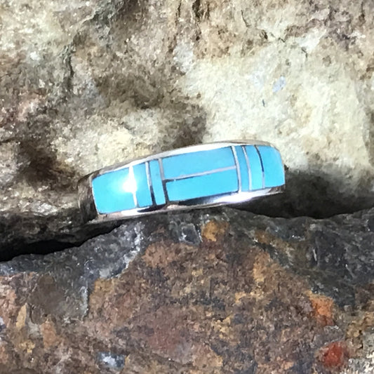 David Rosales Arizona Blue Inlaid Sterling Silver Ring