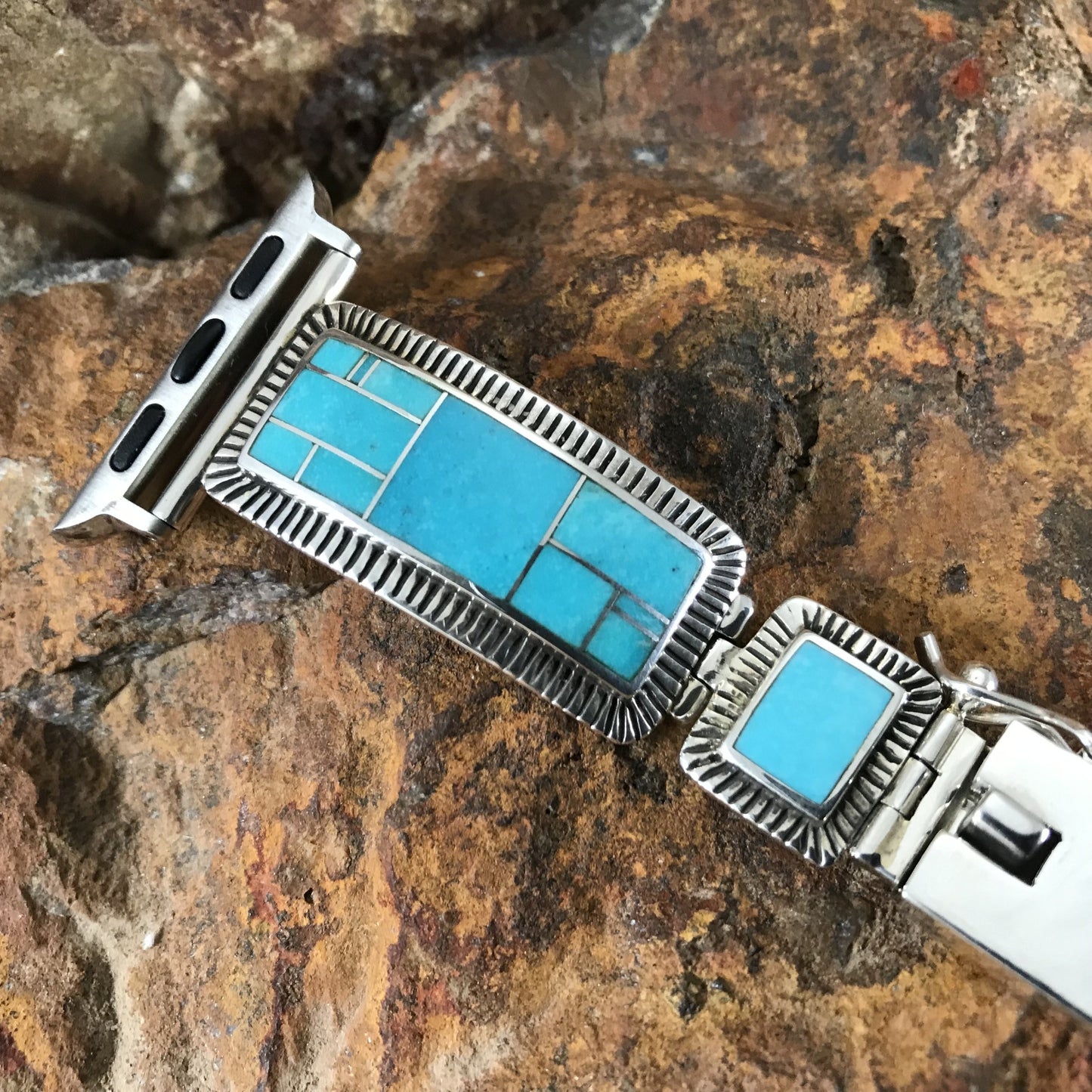 Arizona Blue Inlaid Sterling Silver Watch Band for Apple Watch