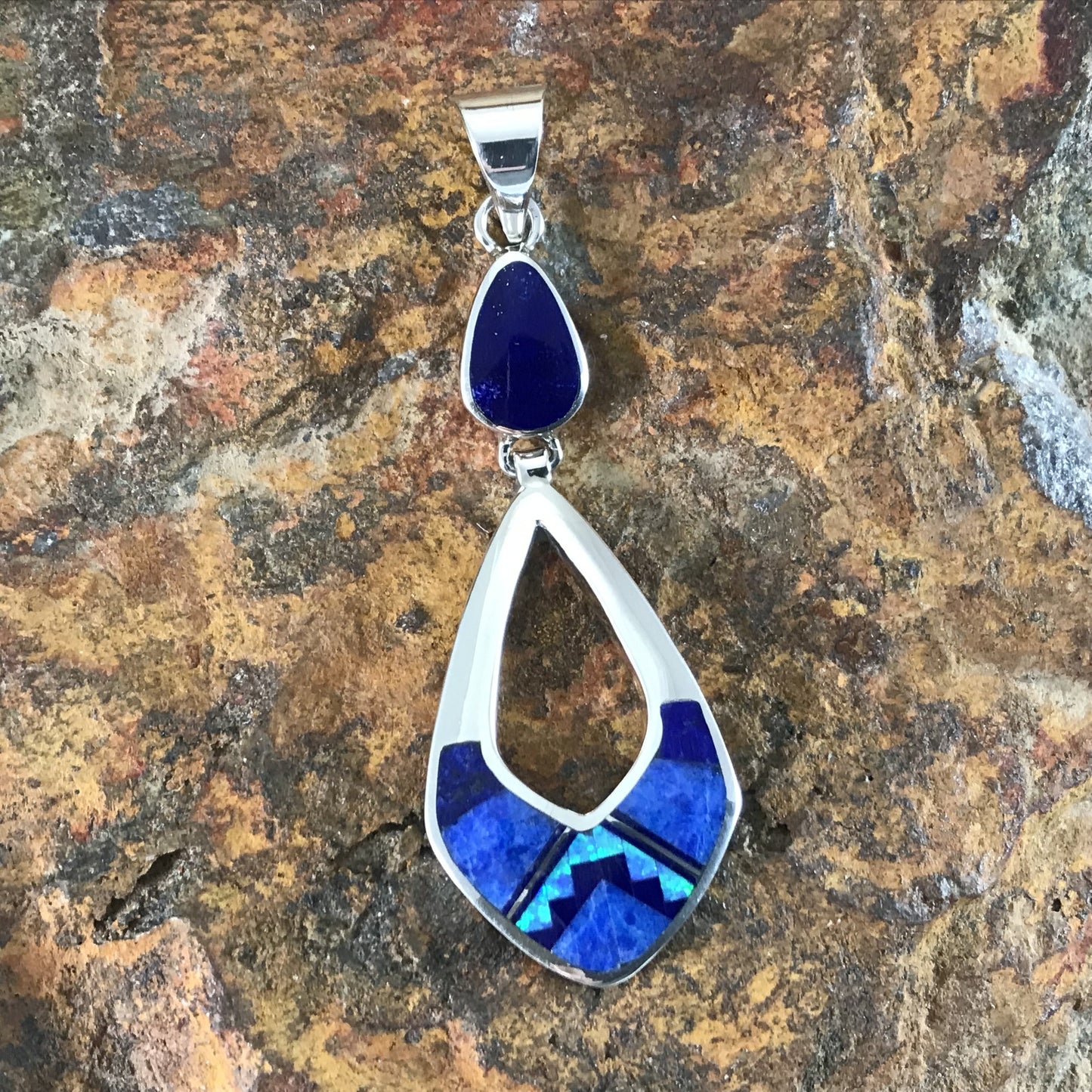 David Rosales Blue Sky Fancy Inlaid Sterling Silver Pendant