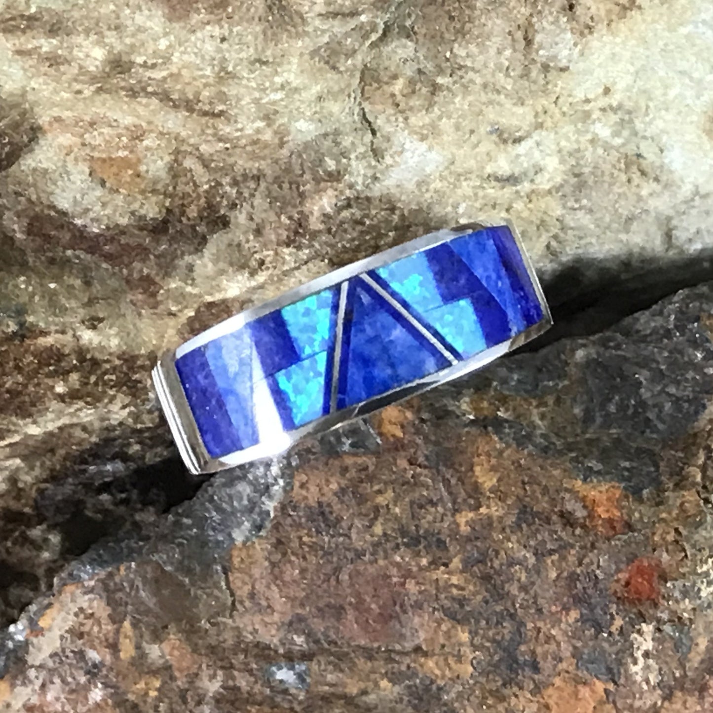 David Rosales Blue Sky Inlaid Sterling Silver Ring