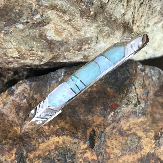 David Rosales Amazing Light Inlaid Sterling Silver Bracelet