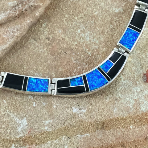 David Rosales Black Beauty Inlaid Sterling Silver Necklace