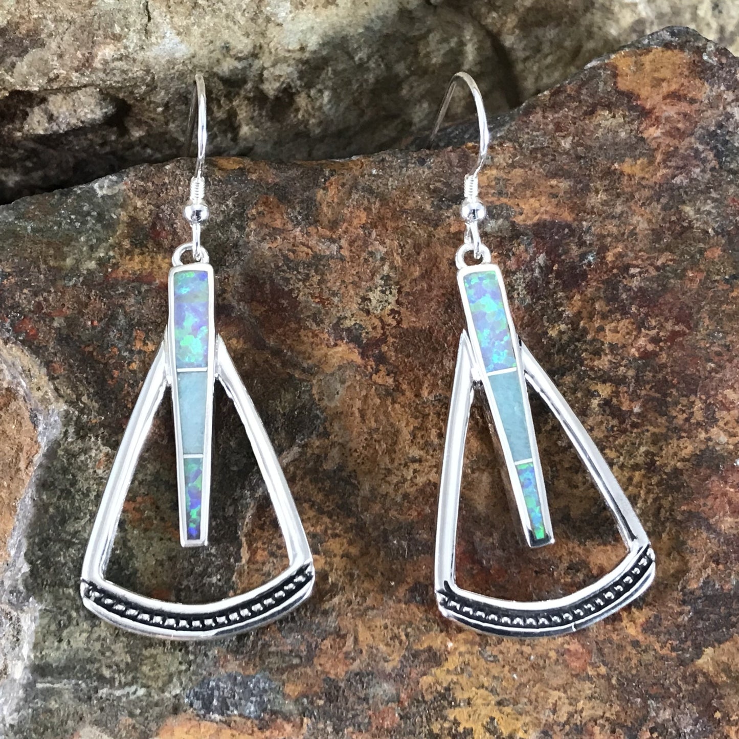 David Rosales Amazing Light Inlaid Sterling Silver Earrings