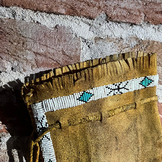 Plains Style Leather Beaded Pipe Bag by Russ Kruse