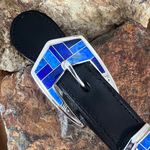David Rosales Blue Water Inlaid 1" Ranger Belt Buckle