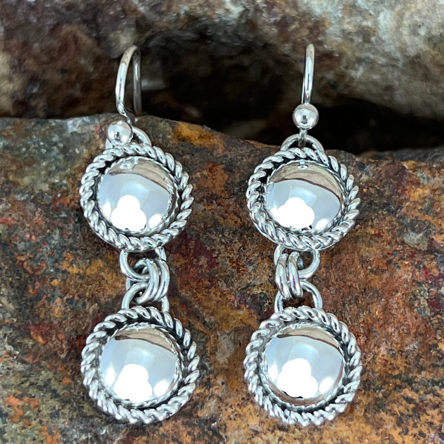 Traditional Sterling Silver Earrings by Artie Yellowhorse