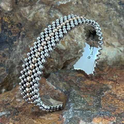 Sterling Silver & 14kt. Gold Bracelet by Artie Yellowhorse