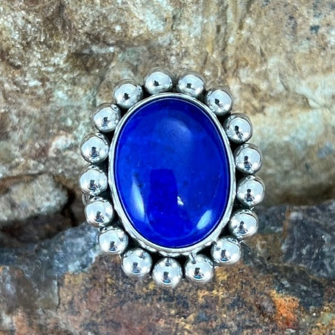 Lapis Sterling Silver Ring by Artie Yellowhorse Size 6.5