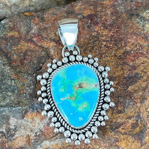 Sonoran Gold Turquoise Sterling Silver Pendant by Artie Yellowhorse