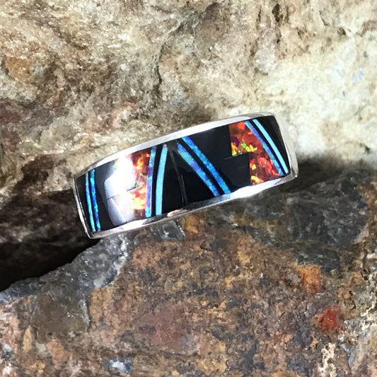 David Rosales Red Moon Fancy Inlaid Sterling Silver Ring