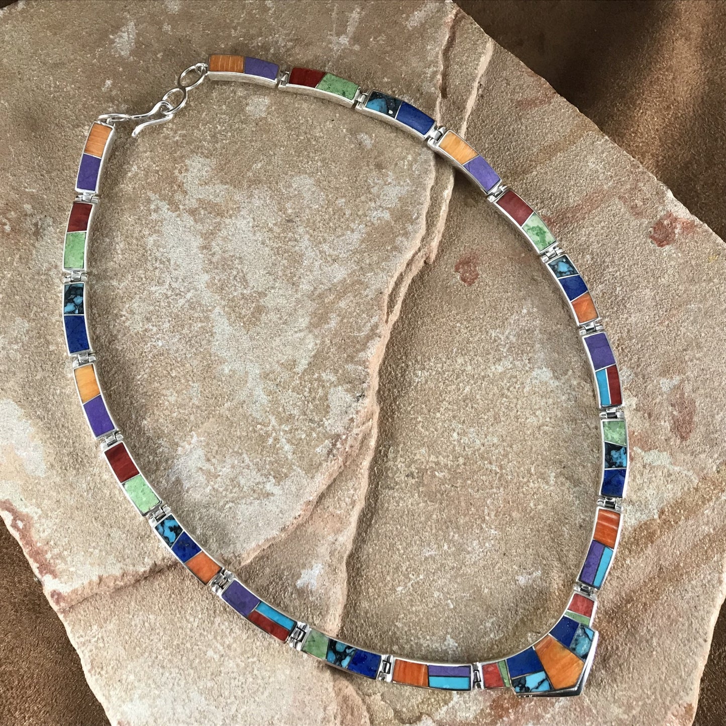 David Rosales Indian Summer Inlaid Sterling Silver Necklace