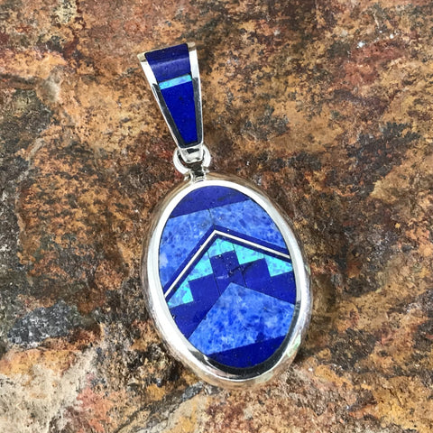 David Rosales Blue Sky Inlaid Sterling Silver Pendant