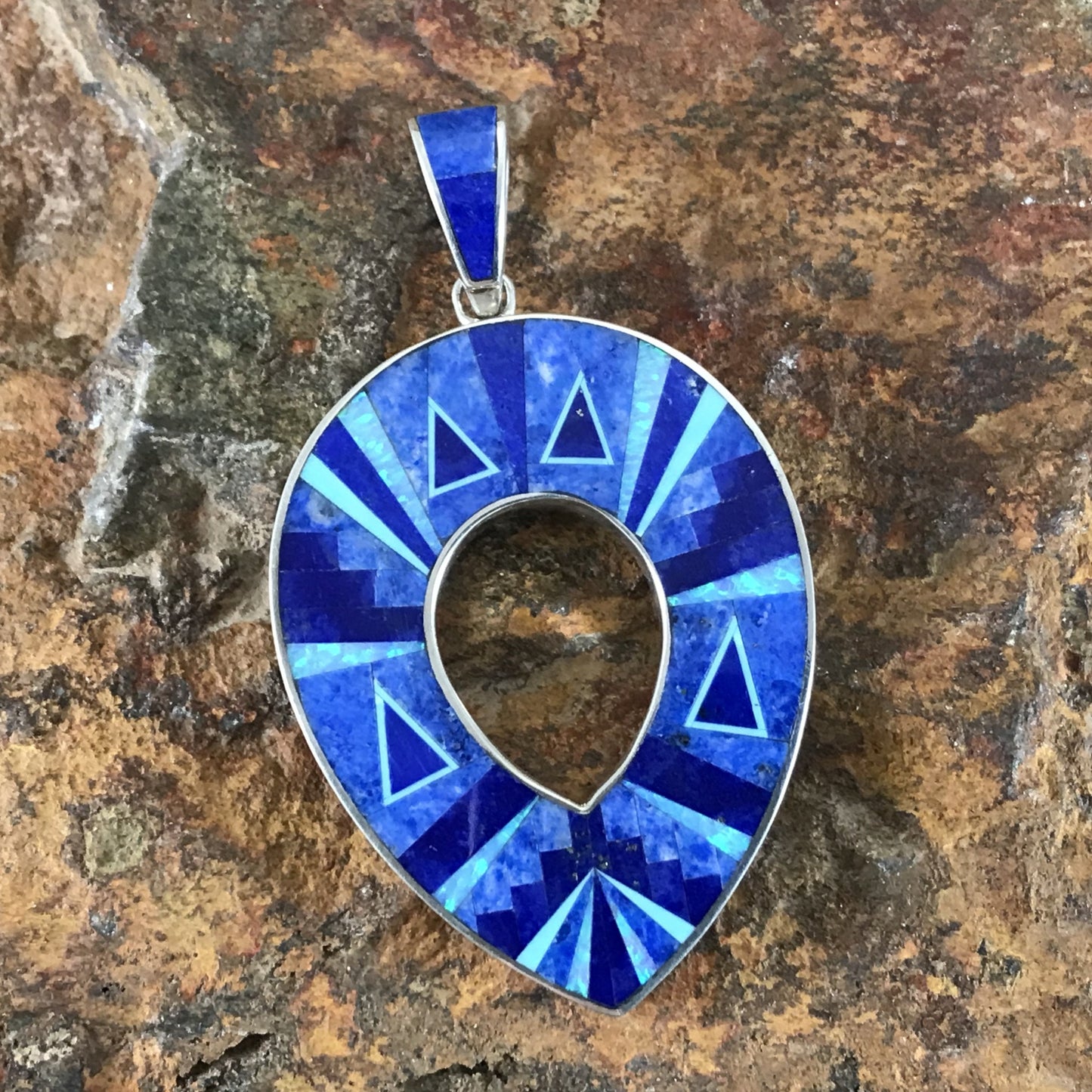David Rosales Blue Sky Fancy Inlaid Sterling Silver Pendant