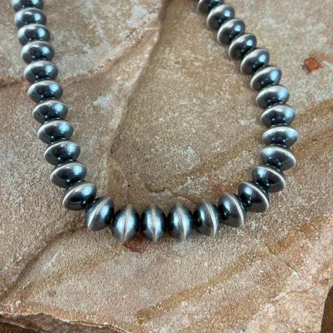 22" Navajo Pearls Sterling Silver Necklace & Earrings by Preston Haley